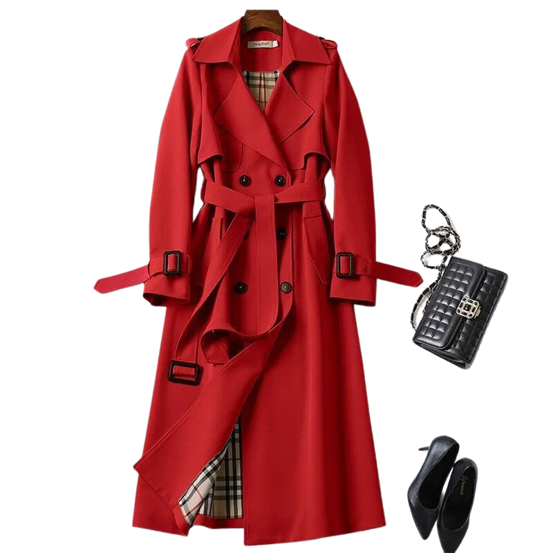 "Trench-coat femme élégant, léger, coupe classique et intemporelle, parfait pour toutes occasions."