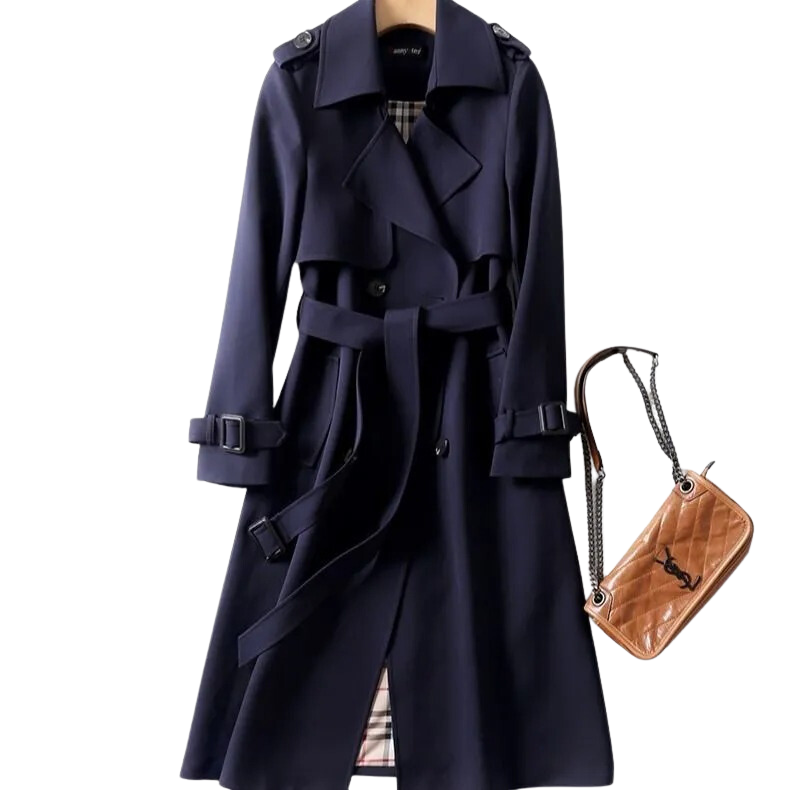 "Trench-coat femme élégant, léger, coupe classique et intemporelle, parfait pour toutes occasions."