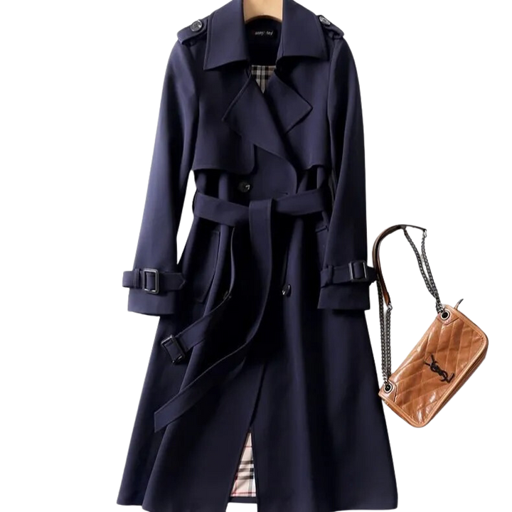 "Trench-coat femme élégant, léger, coupe classique et intemporelle, parfait pour toutes occasions."