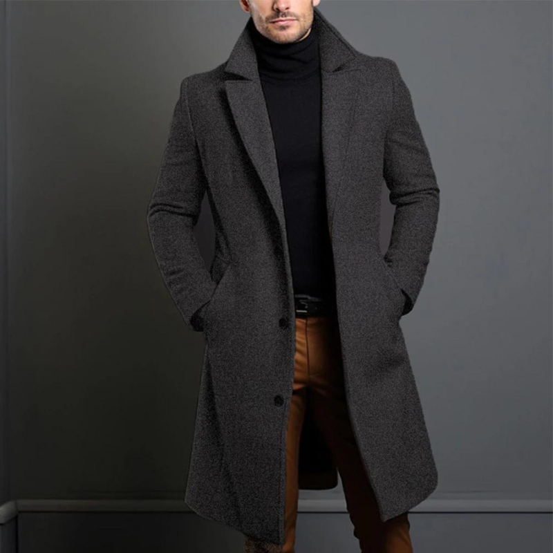 Trench-coat long décontracté pour hommes, élégant, polyvalent, coupe longue, matériaux de qualité, confort, plusieurs couleur