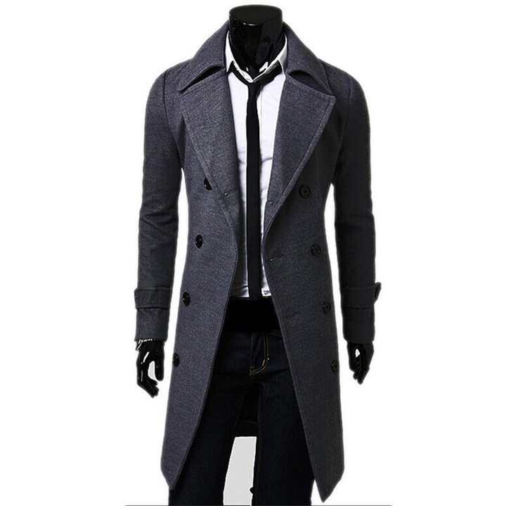 Trench homme gris élégant, coupe ajustée, ceinture, matière légère. Ajoutez style et confort à votre garde-robe.