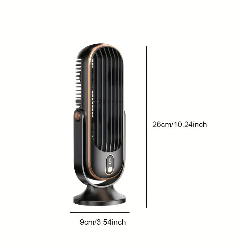"Ventilateur climatiseur portable compact à double moteur avec recharge USB, design blanc élégant, adapté pour voyage."