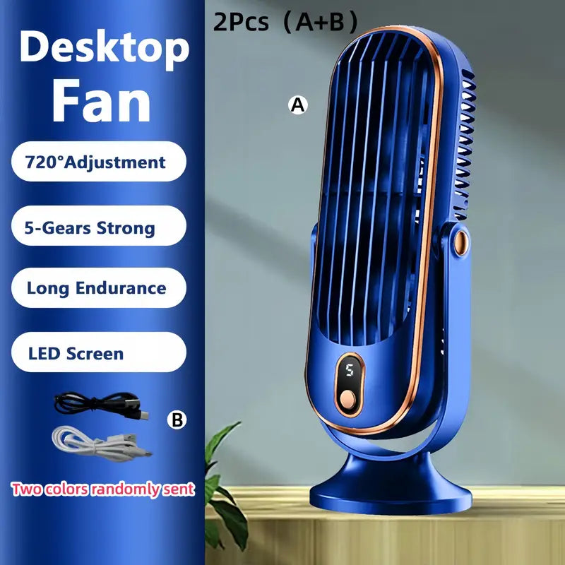 "Ventilateur climatiseur portable compact à double moteur avec recharge USB, design blanc élégant, adapté pour voyage."