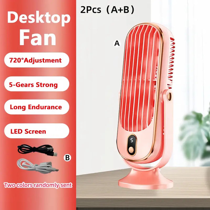 "Ventilateur climatiseur portable compact à double moteur avec recharge USB, design blanc élégant, adapté pour voyage."