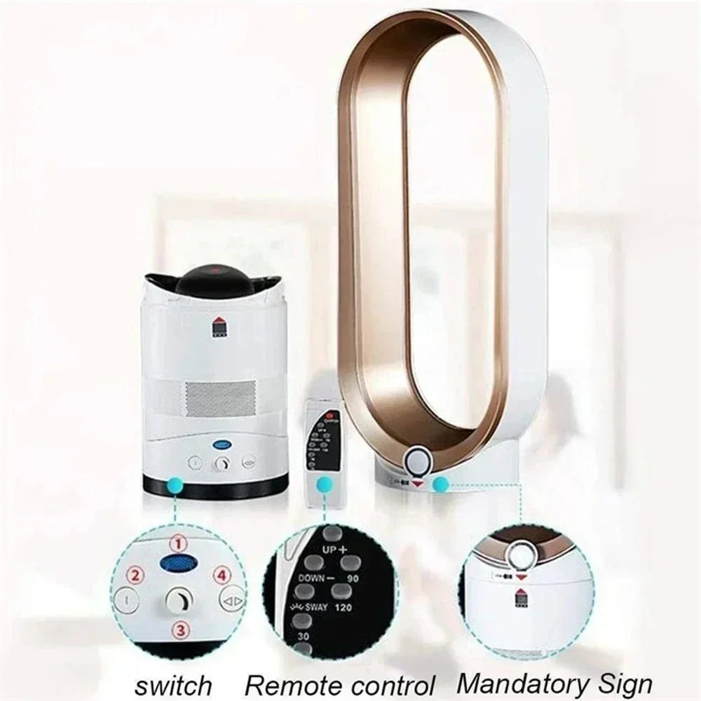 "Ventilateur de tour sans pales élégant, design moderne, refroidissement silencieux, idéal intérieur, sécurité enfants"