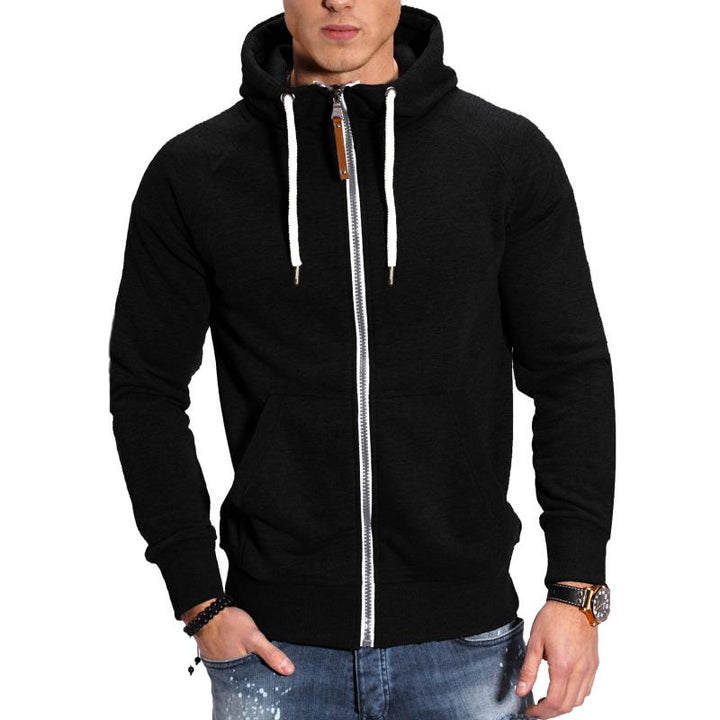 Veste à capuche homme zippée, coton doux, manches raglan, couleur gris clair, poches avant pratiques pour style décontracté.