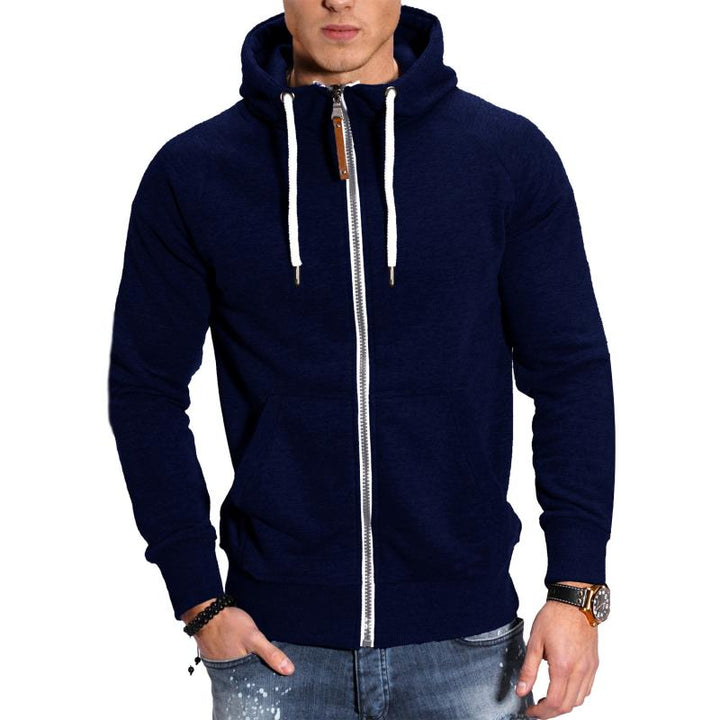 Veste à capuche homme zippée, coton doux, manches raglan, couleur gris clair, poches avant pratiques pour style décontracté.