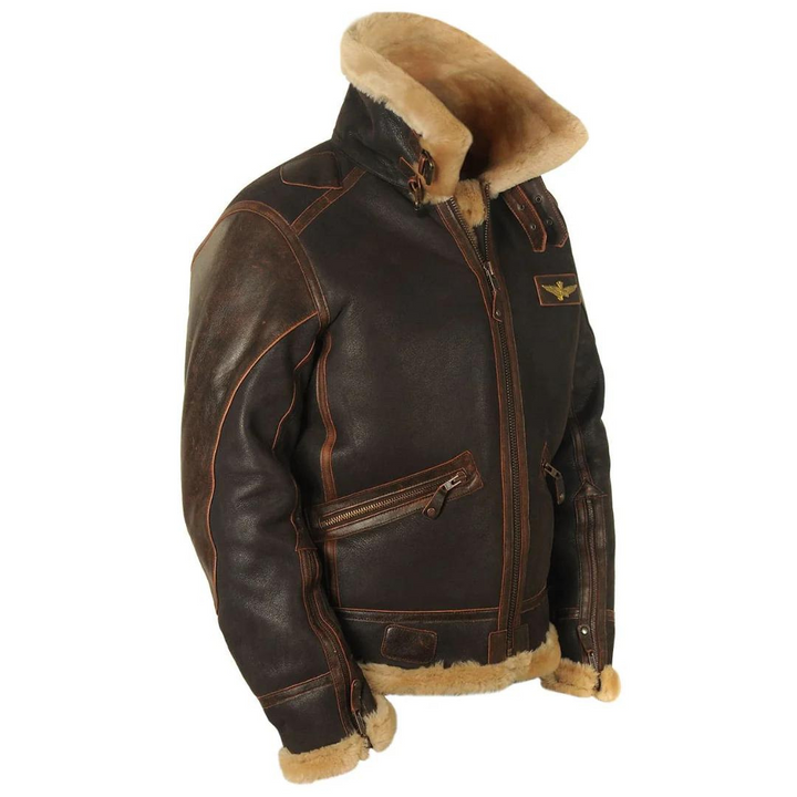 "Veste aviateur homme marron tendance, coupe ajustée, détails raffinés, silhouette moderne, confort intemporel."