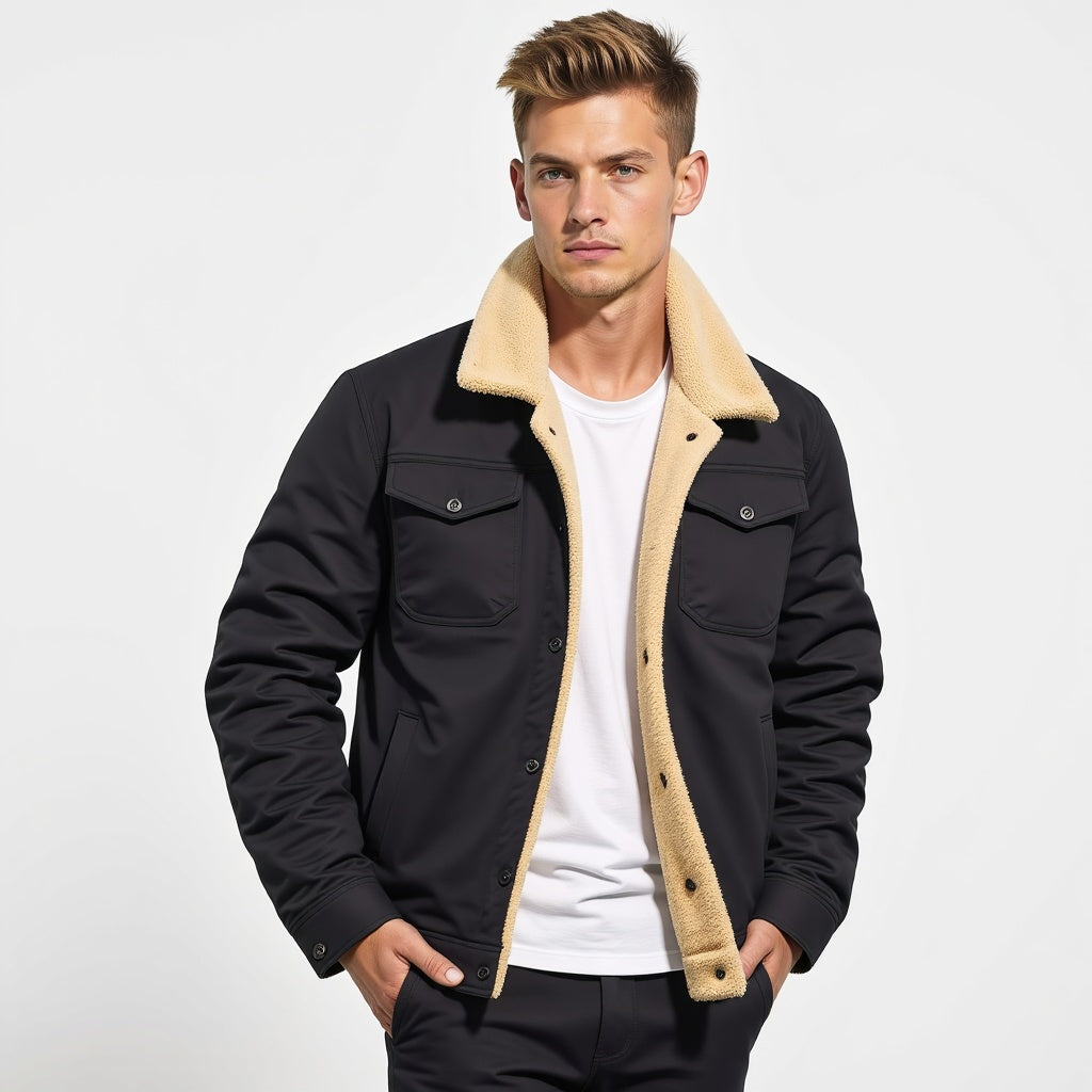 "Veste bombardier homme vintage Dirk, coupe classique, détails modernes, chaleur hivernale, élégance intemporelle."