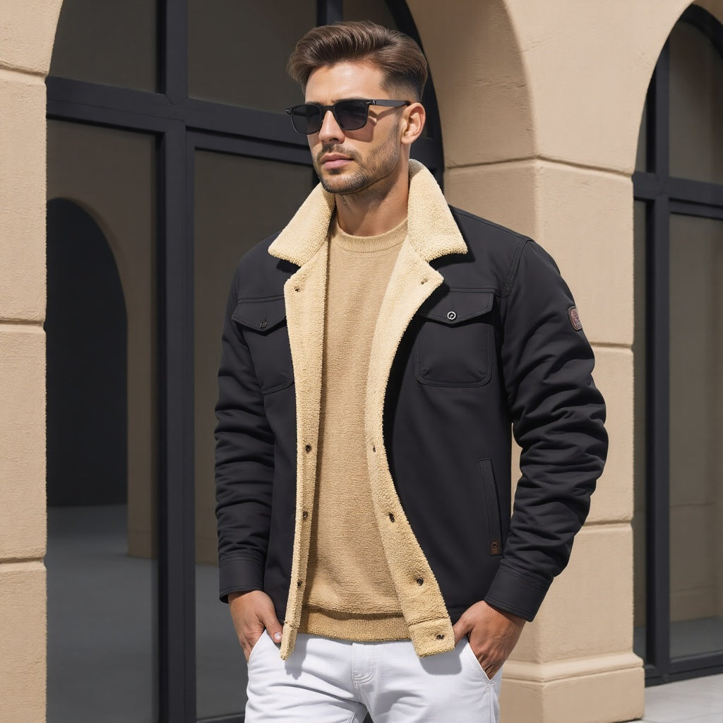 "Veste bombardier homme vintage Dirk, coupe classique, détails modernes, chaleur hivernale, élégance intemporelle."