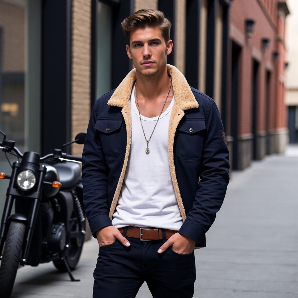 "Veste bombardier homme vintage Dirk, coupe classique, détails modernes, chaleur hivernale, élégance intemporelle."