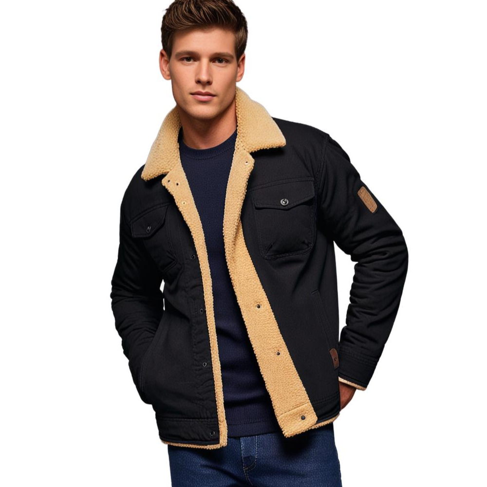 "Veste bombardier homme vintage Dirk, coupe classique, détails modernes, chaleur hivernale, élégance intemporelle."
