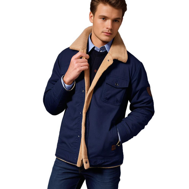 "Veste bombardier homme vintage Dirk, coupe classique, détails modernes, chaleur hivernale, élégance intemporelle."