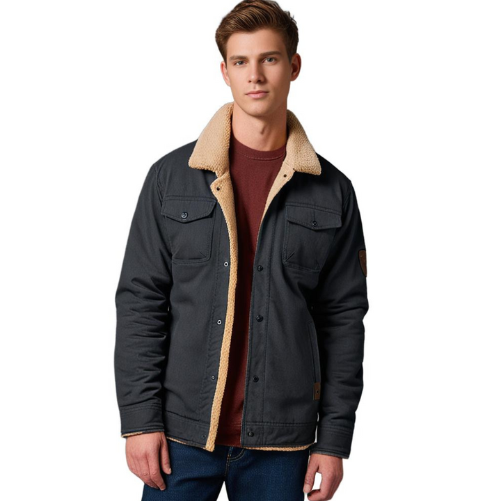 "Veste bombardier homme vintage Dirk, coupe classique, détails modernes, chaleur hivernale, élégance intemporelle."