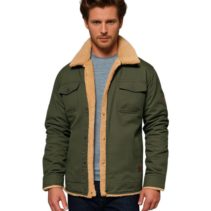 "Veste bombardier homme vintage Dirk, coupe classique, détails modernes, chaleur hivernale, élégance intemporelle."
