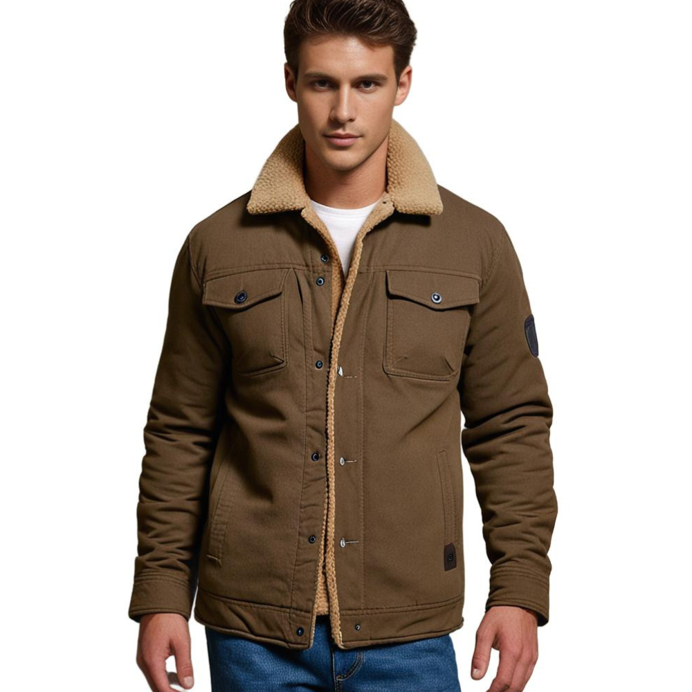 "Veste bombardier homme vintage Dirk, coupe classique, détails modernes, chaleur hivernale, élégance intemporelle."