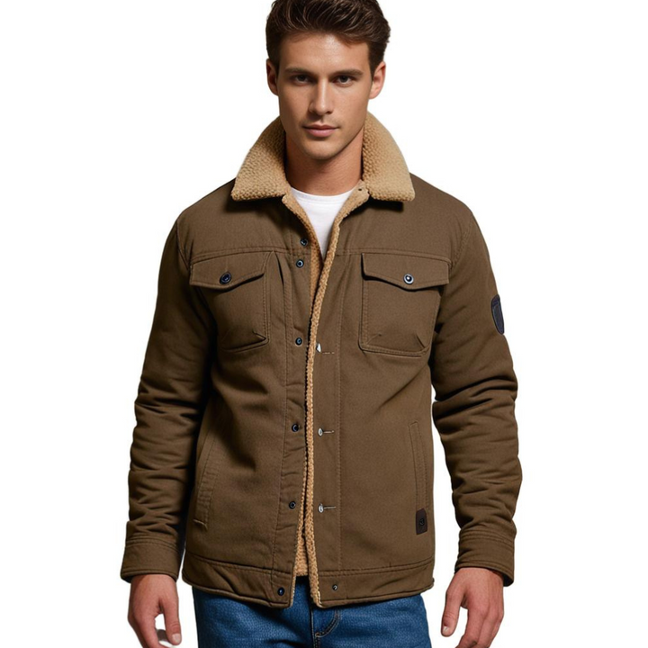"Veste bombardier homme vintage Dirk, coupe classique, détails modernes, chaleur hivernale, élégance intemporelle."