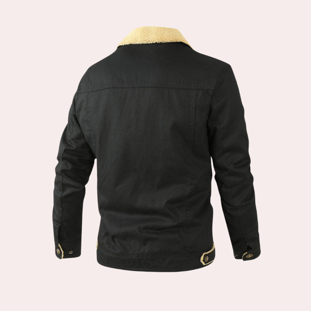 "Veste bombardier homme vintage Dirk, coupe classique, détails modernes, chaleur hivernale, élégance intemporelle."