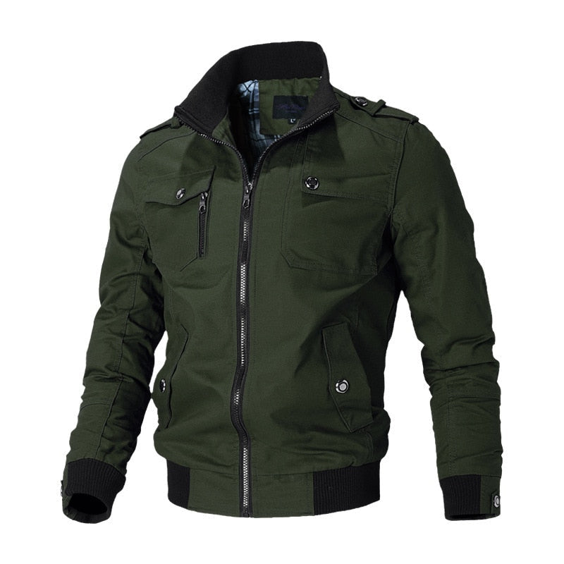 Veste bomber tactique homme, look militaire moderne, fermeture éclair robuste, poche poitrine fonctionnelle, couleurs variées