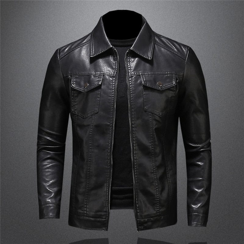 "Veste de moto en cuir noir pour homme, élégante, ajustée, idéale pour style moderne et occasions formelles."