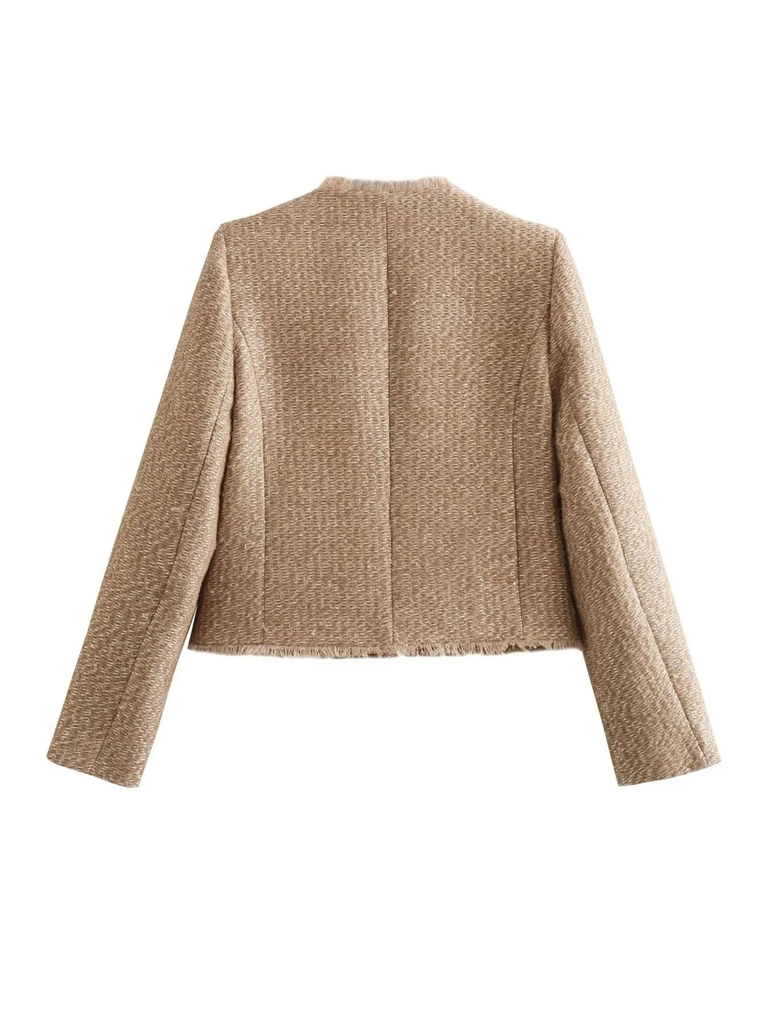 "Veste Élégante Femme Élise, design chic et polyvalent, parfaite pour un look casual ou formel, en tissu polyester."