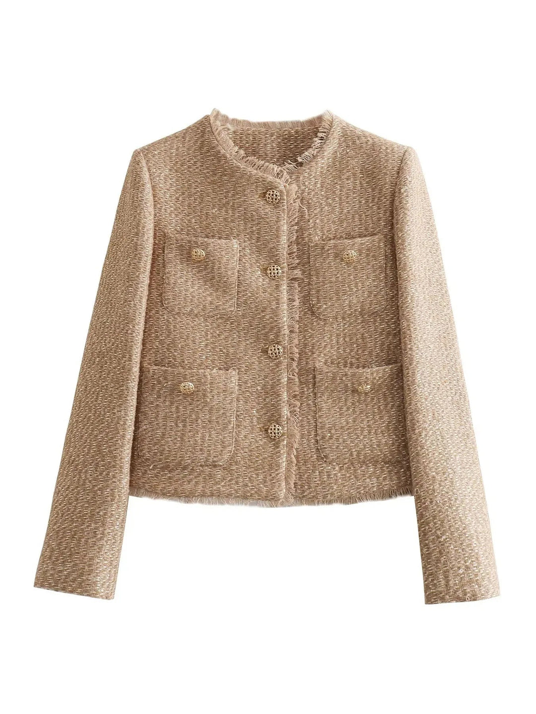 "Veste Élégante Femme Élise, design chic et polyvalent, parfaite pour un look casual ou formel, en tissu polyester."