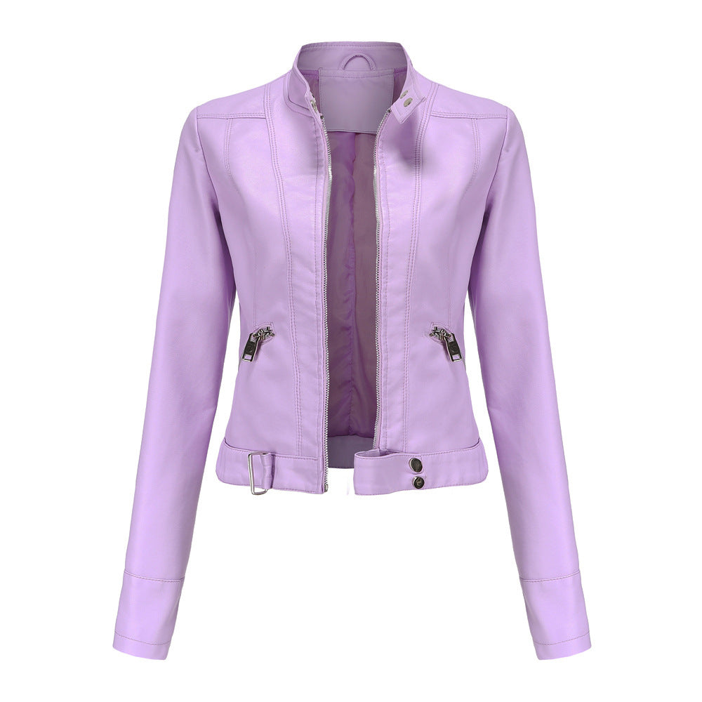 "Veste en cuir biker Mille pour femme, couleur noire, double fermetures éclair, audacieuse et élégante."