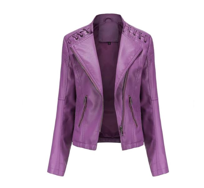 "Veste en cuir d'agneau femme, style rétro chic, couleur marron, design élégant décontracté avec poches et fermeture dissimul