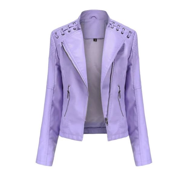 "Veste en cuir d'agneau femme, style rétro chic, couleur marron, design élégant décontracté avec poches et fermeture dissimul