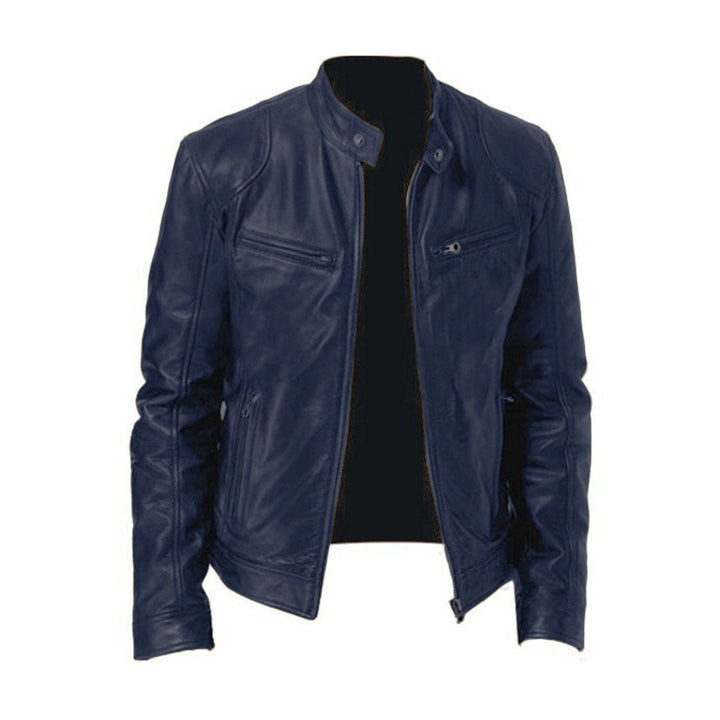 "Veste en cuir homme élégante, coupe ajustée, finition premium, idéale pour soirées fraîches d'été, style moderne."