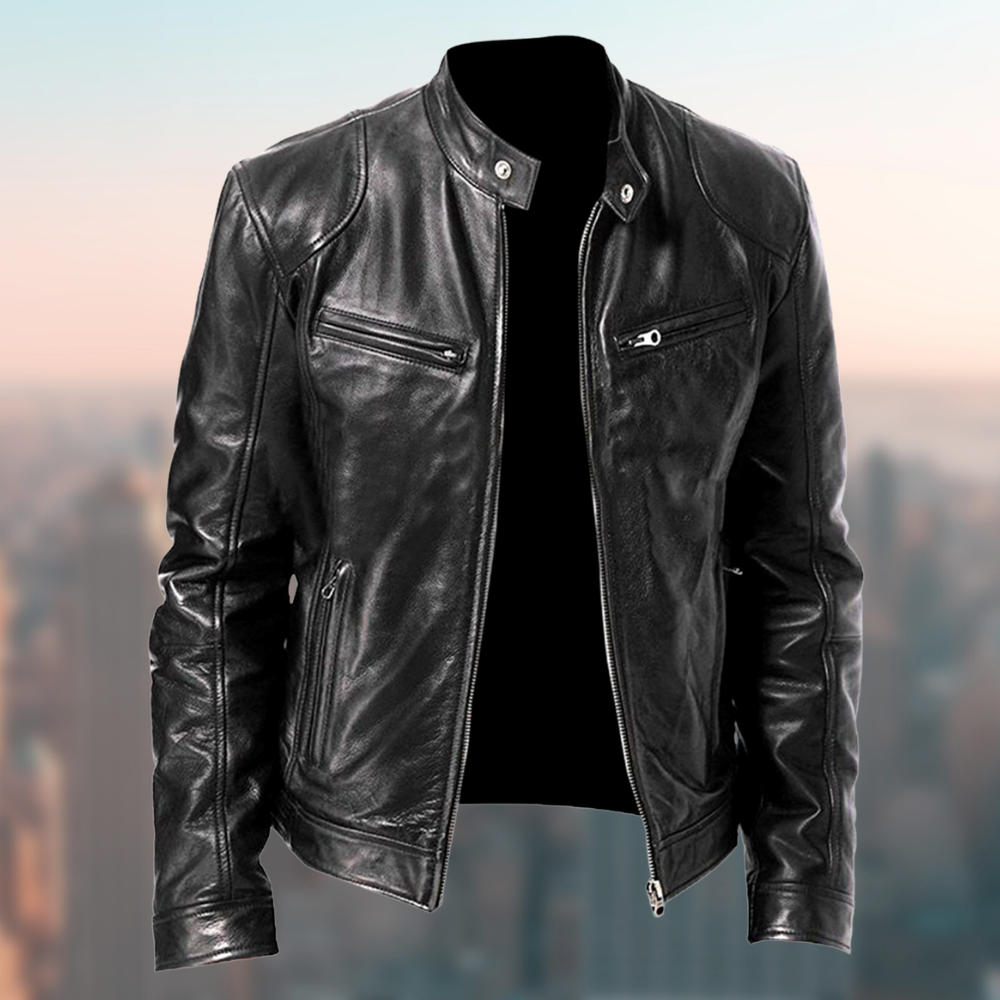 "Veste en cuir homme, élégante et ajustée, en cuir haut de gamme pour un style intemporel et moderne."