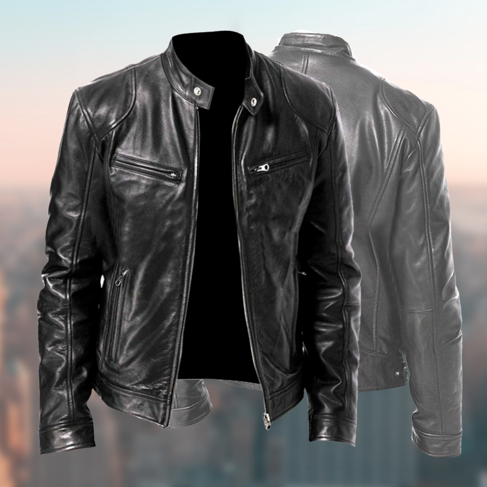 "Veste en cuir homme, élégante et ajustée, en cuir haut de gamme pour un style intemporel et moderne."