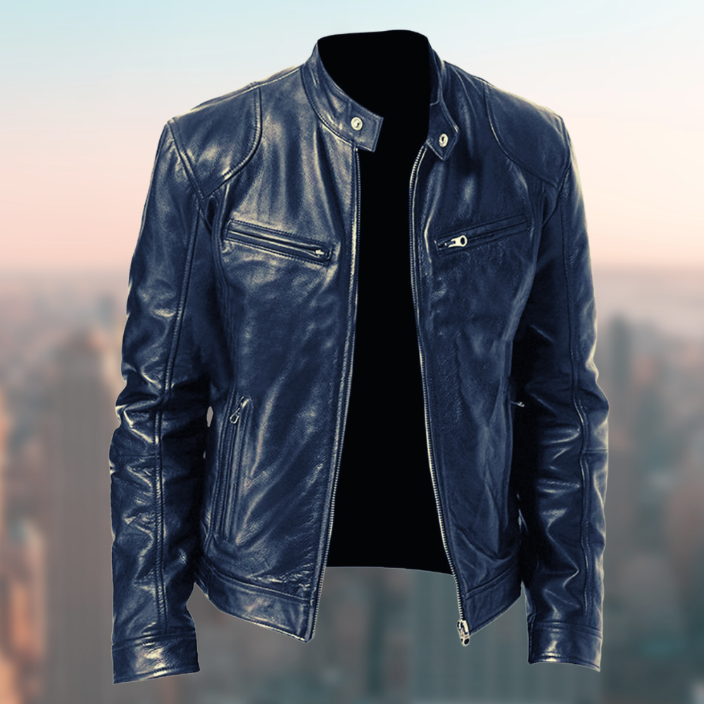 "Veste en cuir homme, élégante et ajustée, en cuir haut de gamme pour un style intemporel et moderne."