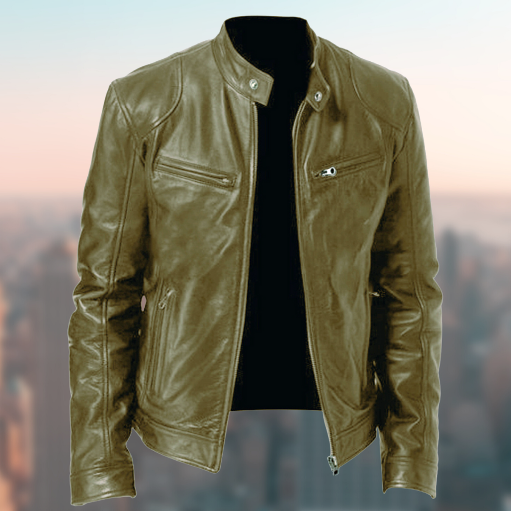 "Veste en cuir homme, élégante et ajustée, en cuir haut de gamme pour un style intemporel et moderne."