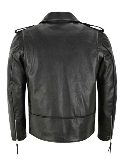 "Veste en cuir homme élégante et robuste, noire, coupe moderne, idéale pour l'automne avec doublure confortable"