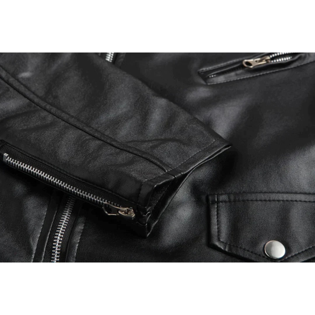 Veste en cuir pour homme, coupe ajustée, cuir noir premium, parfait pour un look élégant et durable.