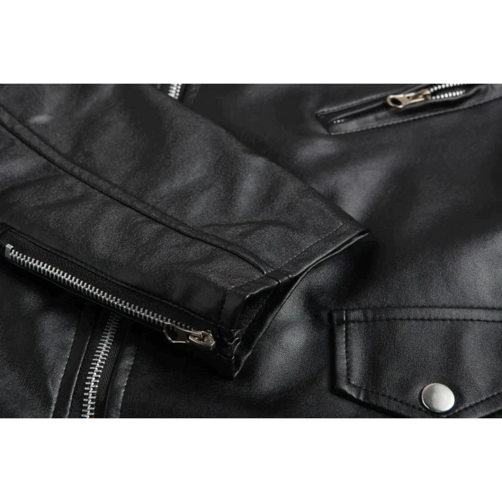 Veste en cuir pour homme, coupe ajustée, cuir noir premium, parfait pour un look élégant et durable.