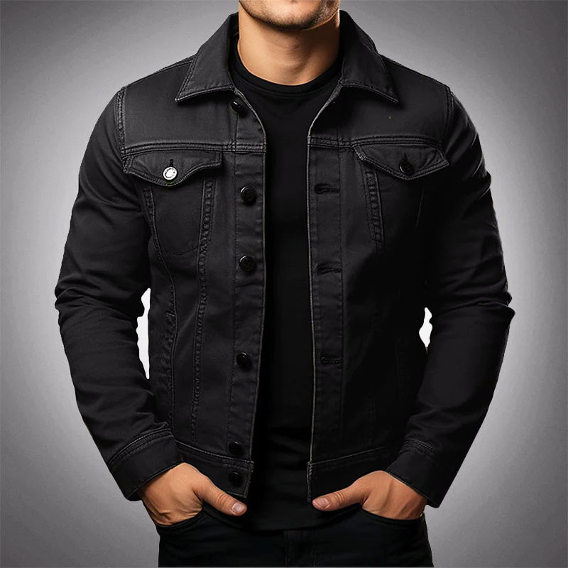 "Veste en denim homme, style classique, boutons, poches pratiques, couleur bleu, parfaite pour un look intemporel et audacieu