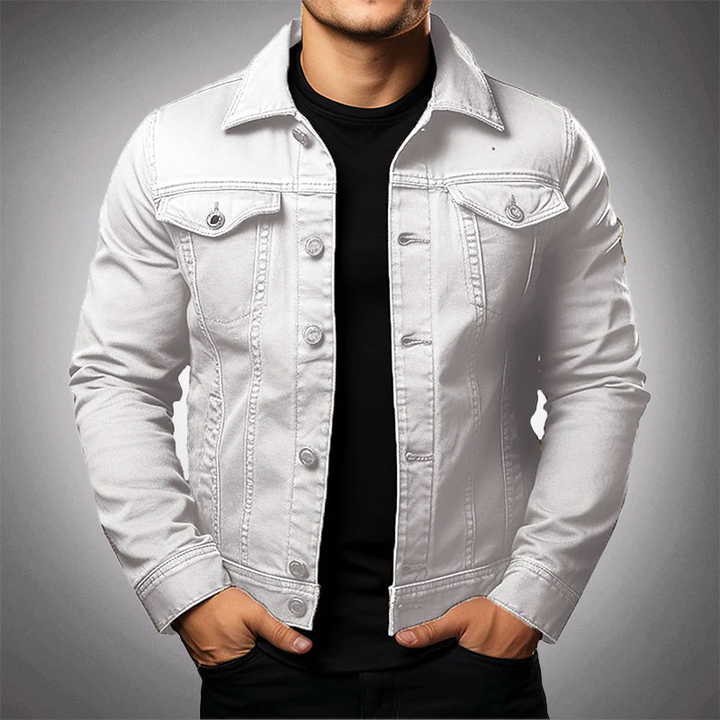 "Veste en denim homme, style classique, boutons, poches pratiques, couleur bleu, parfaite pour un look intemporel et audacieu