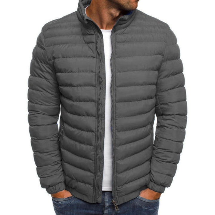 "Veste en duvet luxueuse homme bleu marine, coupe ajustée, résistante à l'eau, idéale pour l'automne hiver"