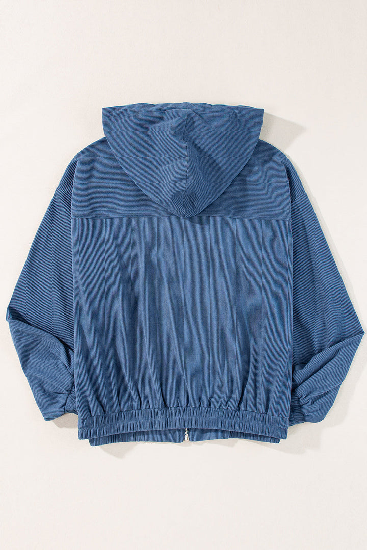 "Veste en velours côtelé beige avec capuche, style décontracté et élégant pour femmes, doux et parfait pour l'automne."