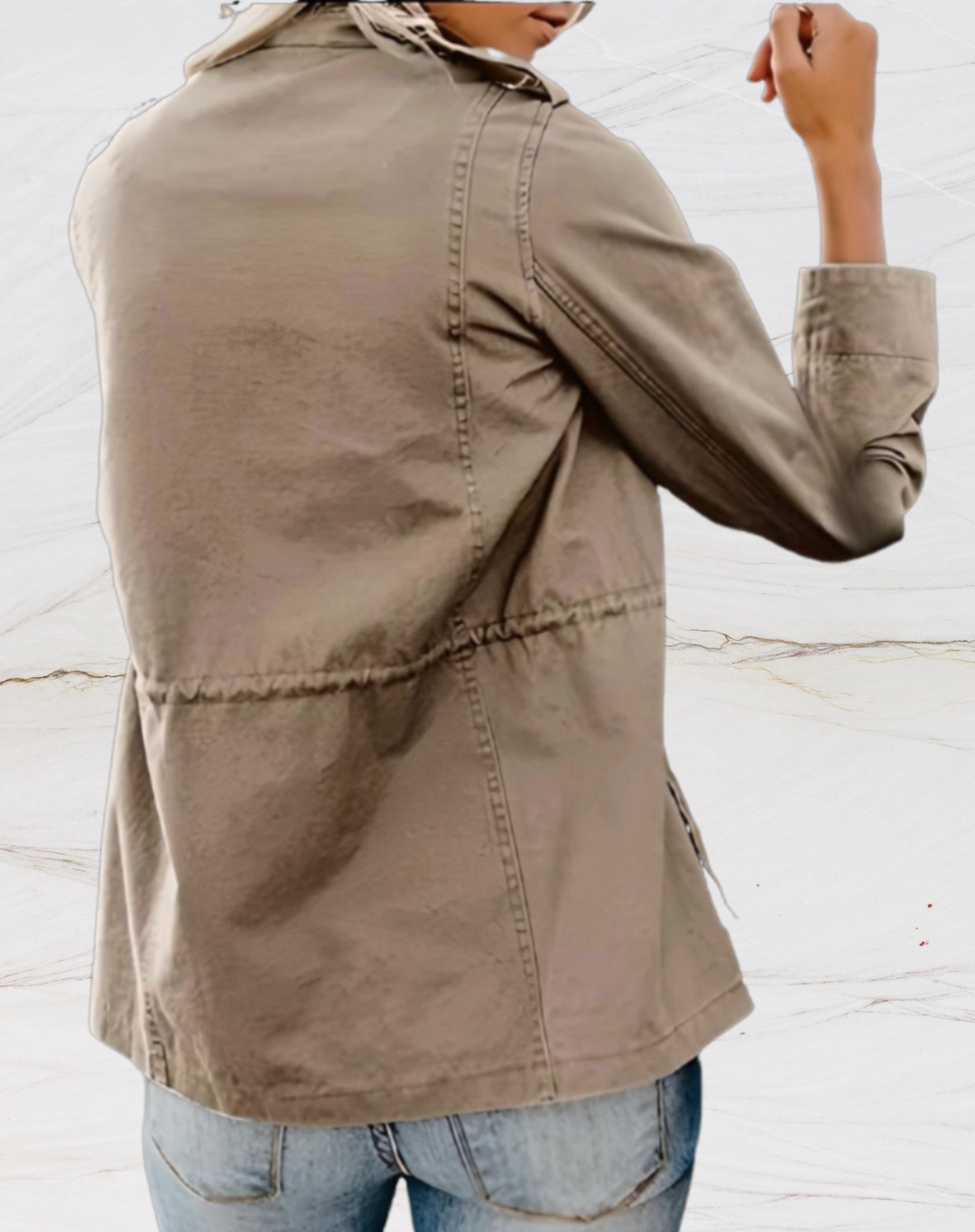 "Veste femme élégante Nora, manches longues, quatre poches, design chic et pratique, couleur noire, style contemporain."