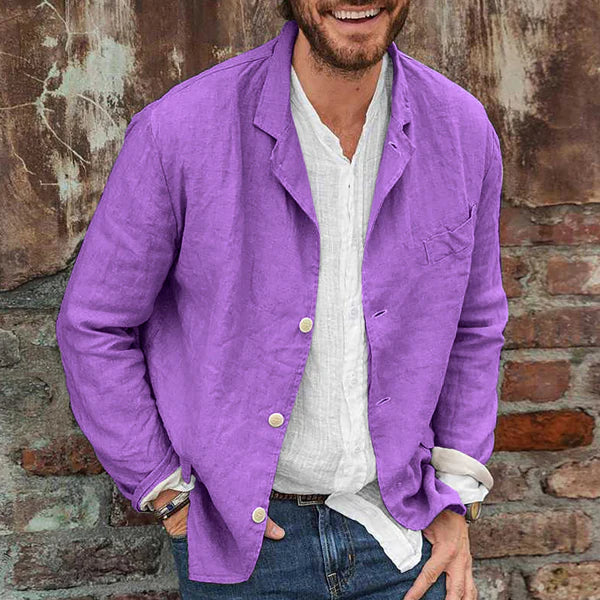 "Veste homme en coton et lin élégante, disponible en plusieurs couleurs, parfaite pour un style décontracté chic."