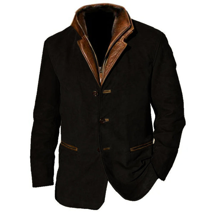 "Veste homme en suède vintage, élégance rétro, col à revers, poches, coupe ajustée, plusieurs couleurs disponibles"