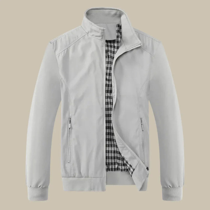 "Veste homme été coupe-vent, multi-color, élégante avec col montant, disponible en bleu, noir, vert, kaki, gris."