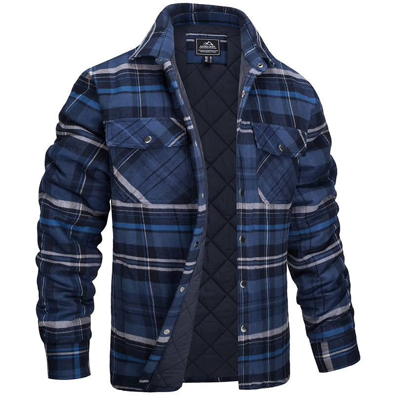 Veste homme flanelle à carreaux rouge et noir, chaude et élégante, idéale pour hiver et style décontracté.