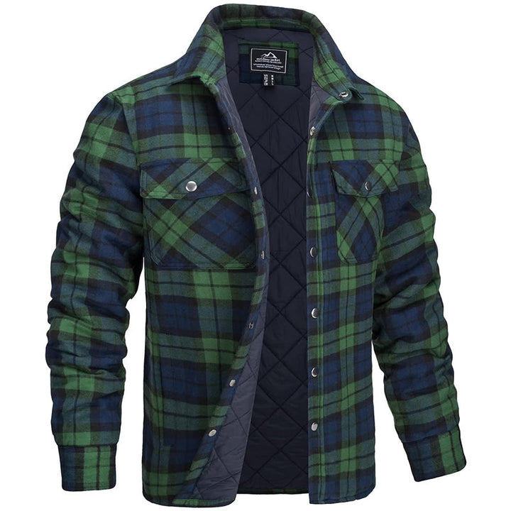 Veste homme flanelle à carreaux rouge et noir, chaude et élégante, idéale pour hiver et style décontracté.