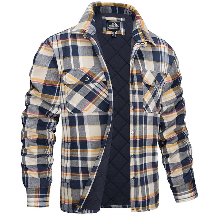 Veste homme flanelle à carreaux rouge et noir, chaude et élégante, idéale pour hiver et style décontracté.