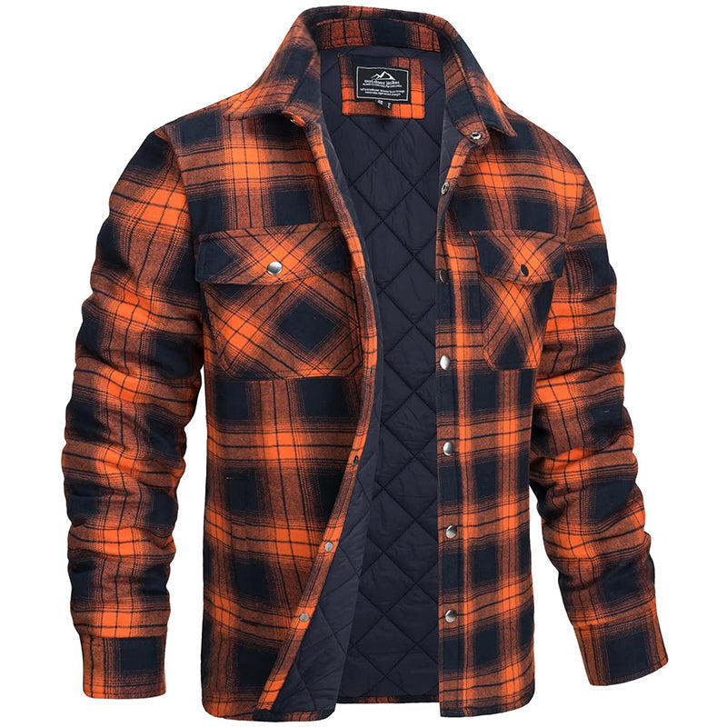 Veste homme flanelle à carreaux rouge et noir, chaude et élégante, idéale pour hiver et style décontracté.