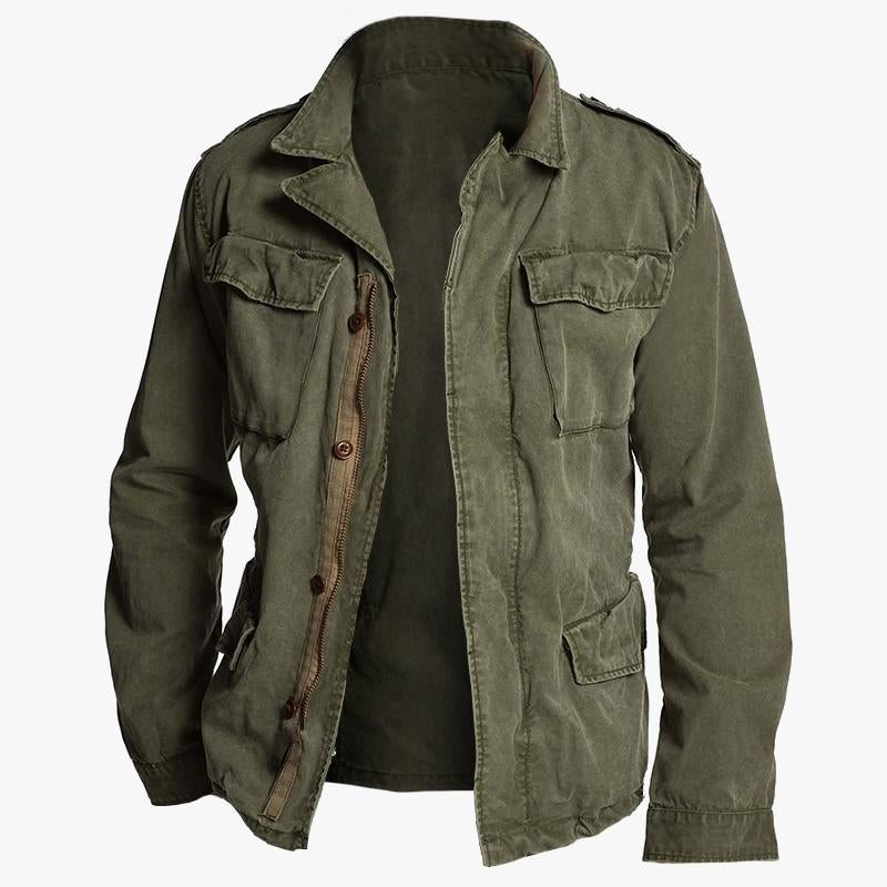 "Veste homme mi-saison élégante, coupe régulière, col tailleur, gris ou kaki, poches pratiques pour style professionnel"